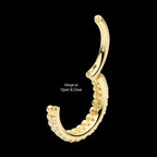 Double Row Beads & Prong Set Round CZ Cluster Hinged Segment Clicker Hoop Earring / Nosering – 14Kt Yellow Gold