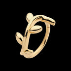 Curvy Leaf Design Side Facing Hinged Segment Clicker Hoop Earring / Nosering – 14Kt Yellow Gold