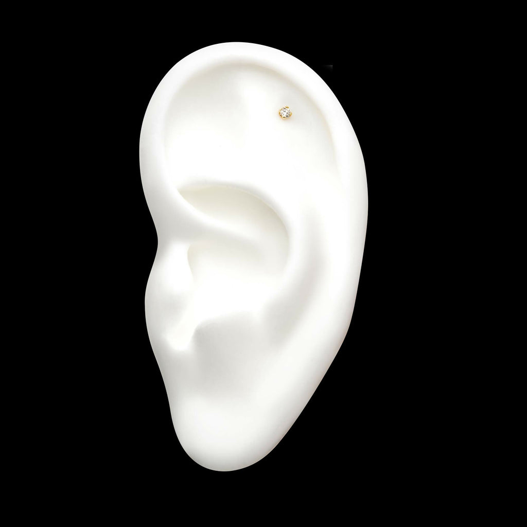 14Kt Yellow Gold Threadless with Prong Set Genuine Top