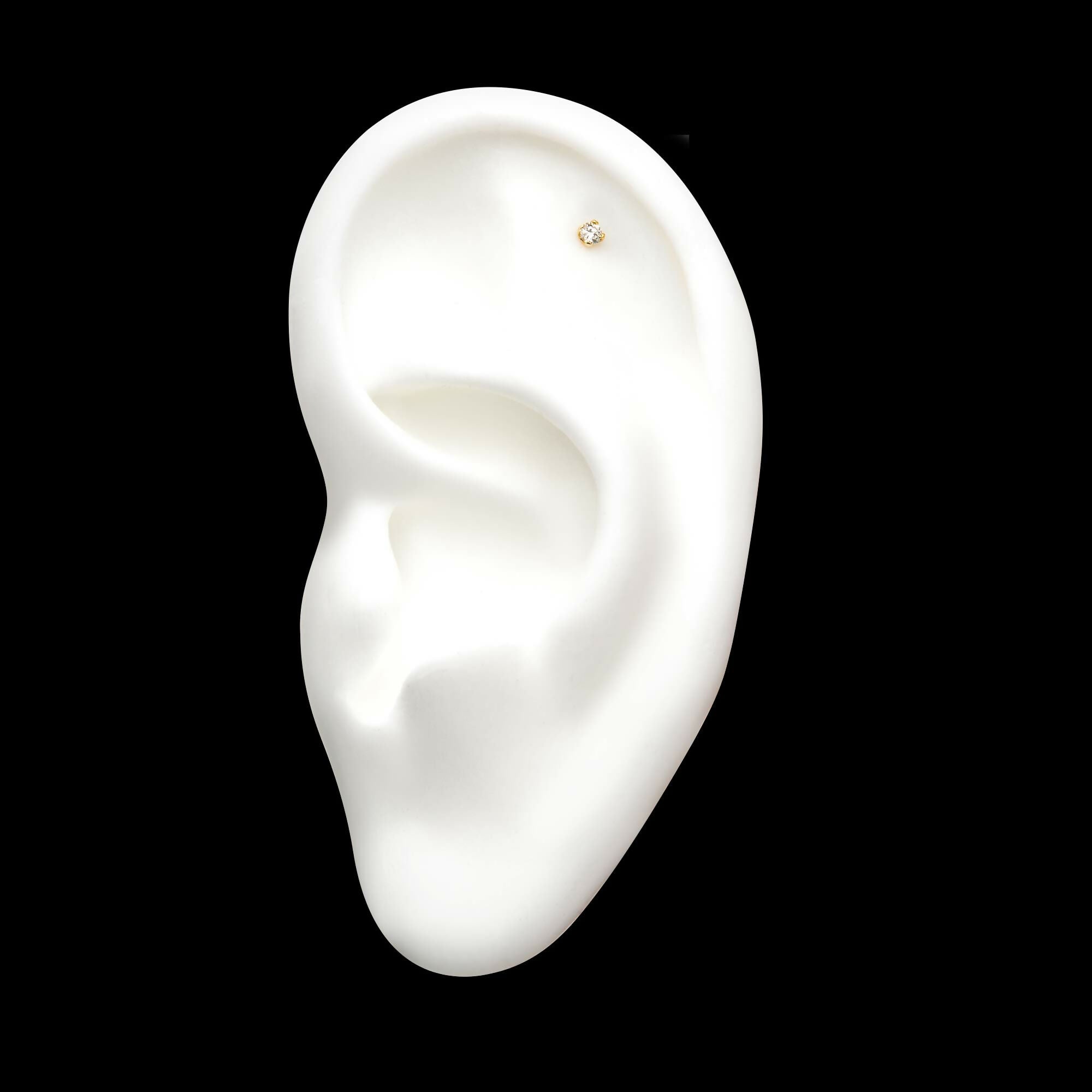 14Kt Yellow Gold Threadless with Prong Set Genuine Top