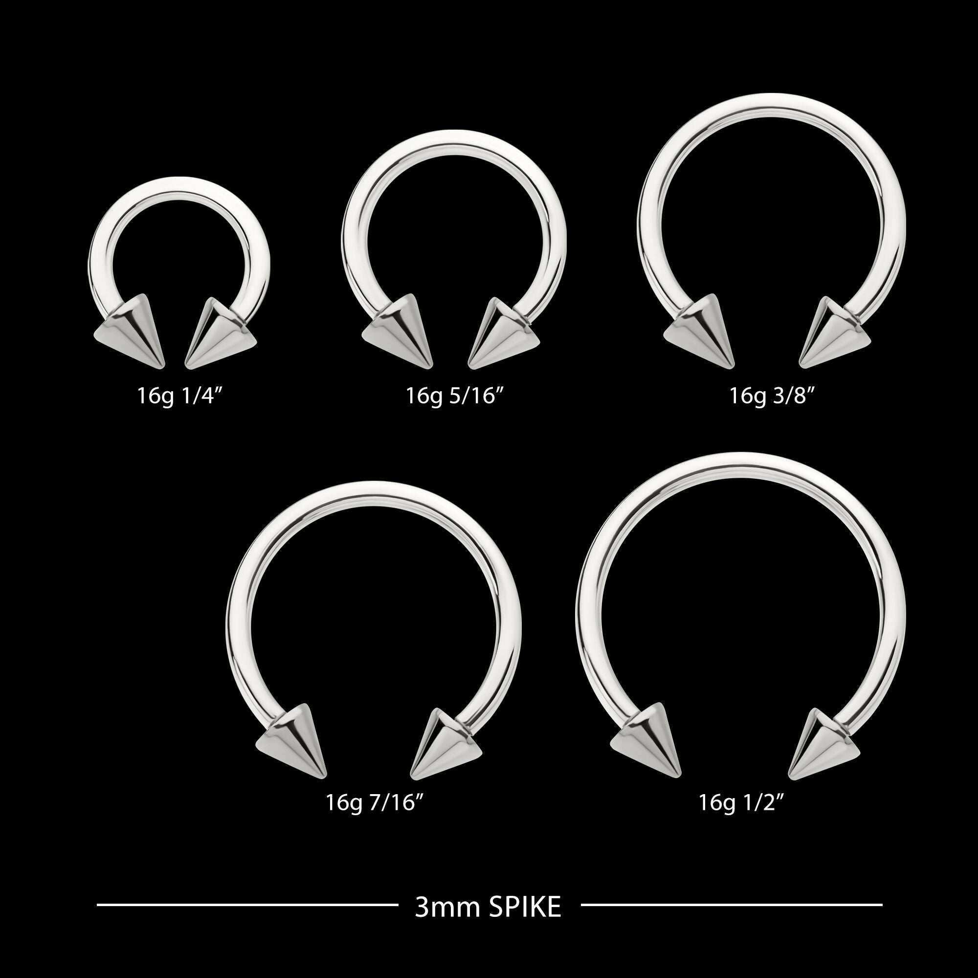 Internally Threaded Spike Ends Circular Barbell Earring / Nosering – Titanium