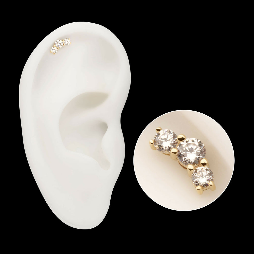 14Kt Yellow Gold Threadless Centered Gem Curved Cluster Top