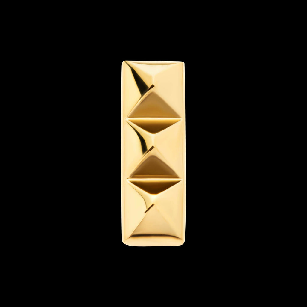 24Kt Gold PVD Titanium Threadless 3 Pyramid Stud Top