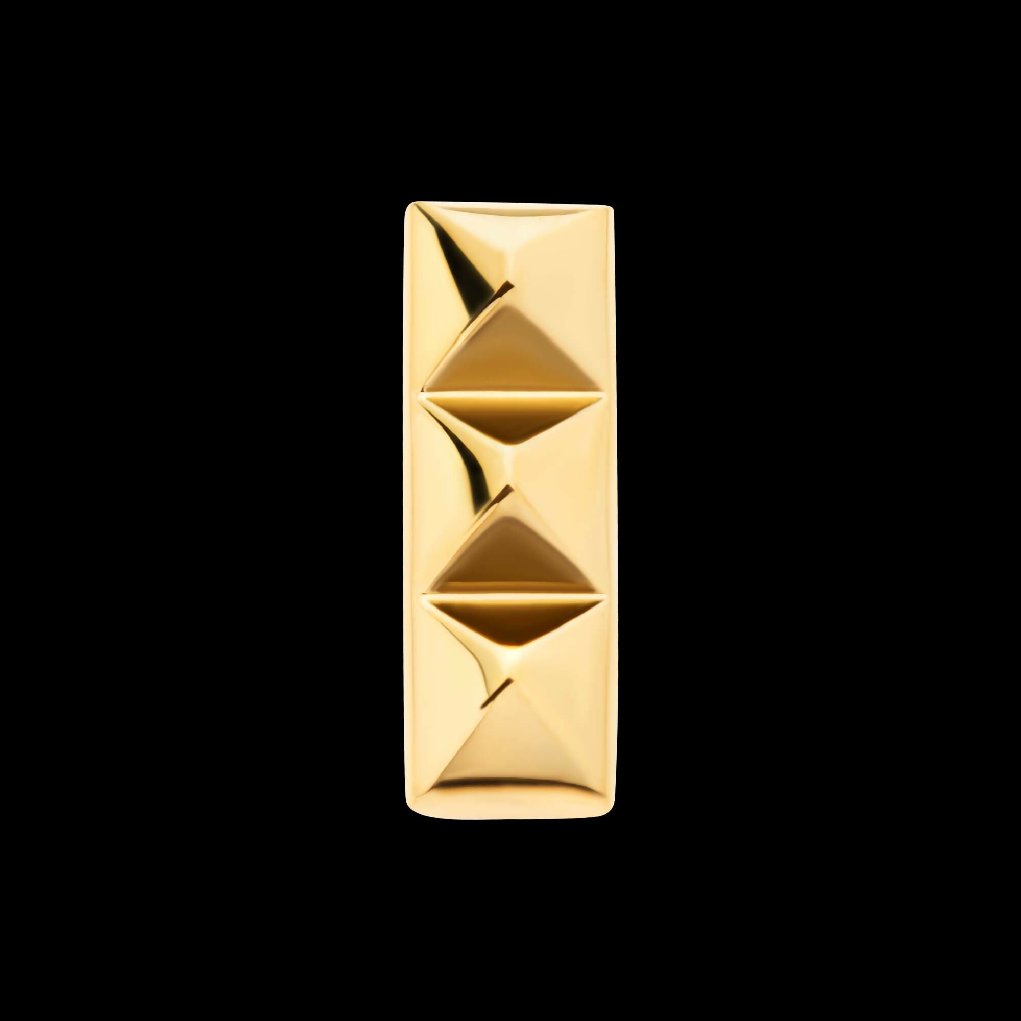 24Kt Gold PVD Titanium Threadless 3 Pyramid Stud Top