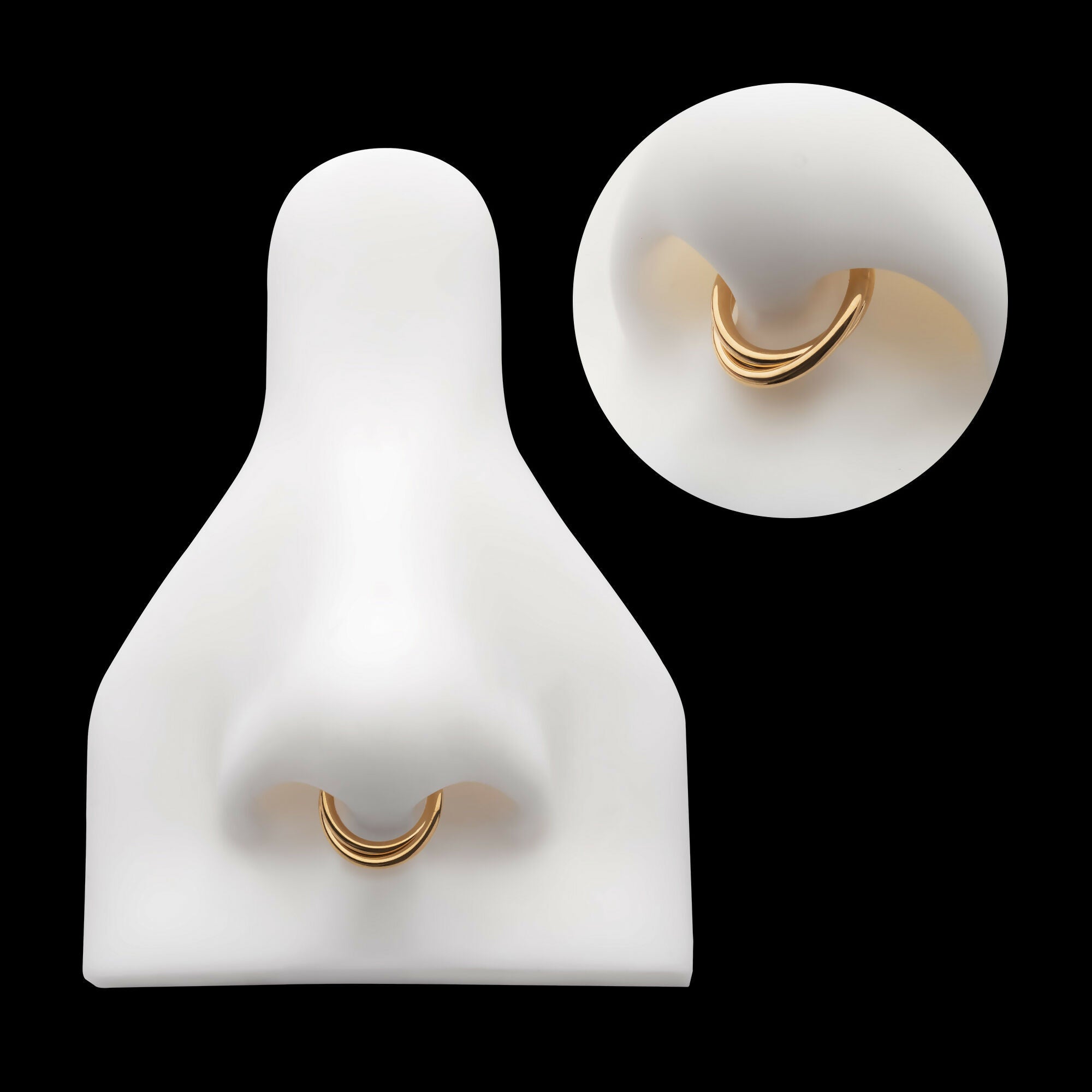 24Kt Gold PVD Titanium Double Hoop Side Facing Hinged Segment Clicker Earring / Nosering