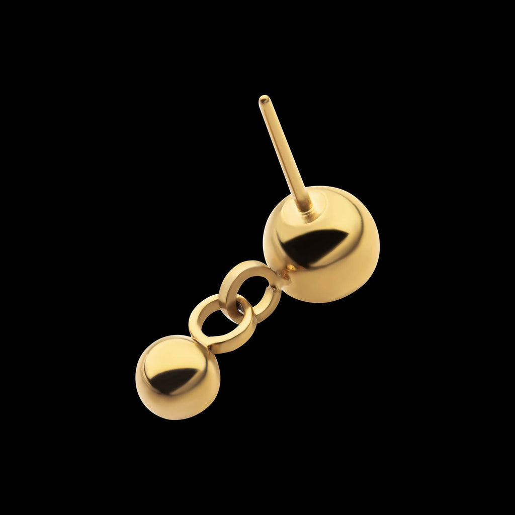 24Kt Gold PVD Titanium Threadless Double Bezel Set CZ Dangle Top