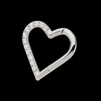 CNC Set Gem Heart Front Facing Hinged Segment Clicker (For Right Ear) Hoop Earring / Nosering – Titanium