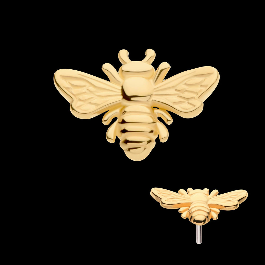 14Kt Yellow Gold Threadless Bee Top