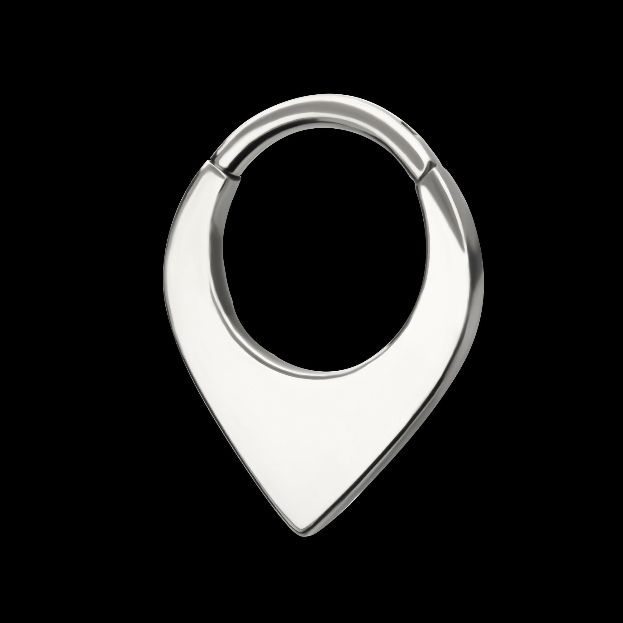 Teardrop Flat Hoop Front Facing Hinged Segment Clicker Earring / Nosering – Titanium