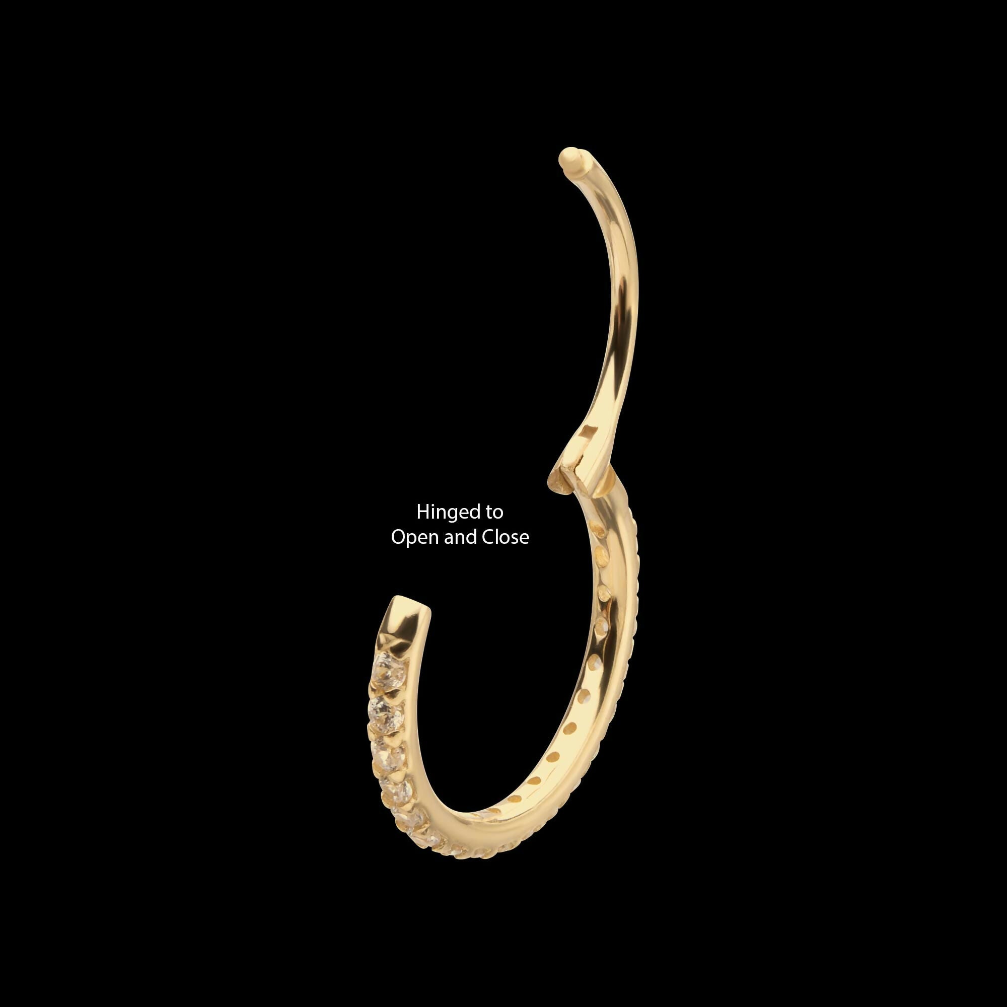 20g 14Kt Gold Prong Set 1mm Eternity Round Gem Side Facing Hinged Segment Clicker