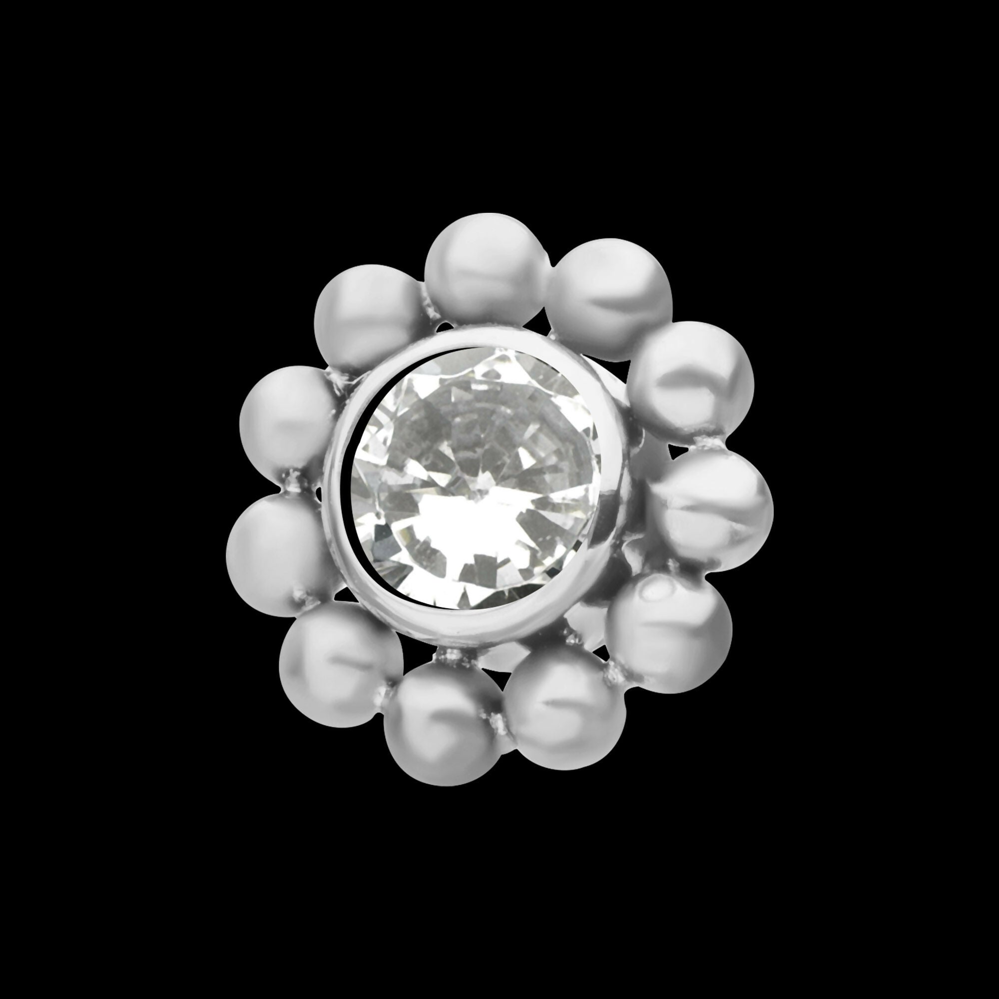 Titanium Threadless Beaded Edge Design with 4mm Bezel CZ Top