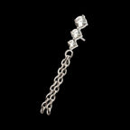 Titanium Threadless Triple Round AAA CZ Top with 2 Dangle Chains