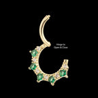 Alternating Round & Princess Cut Prong Set Gem Front Facing Hinged Segment Clicker Hoop Earring / Nosering – 14Kt Gold