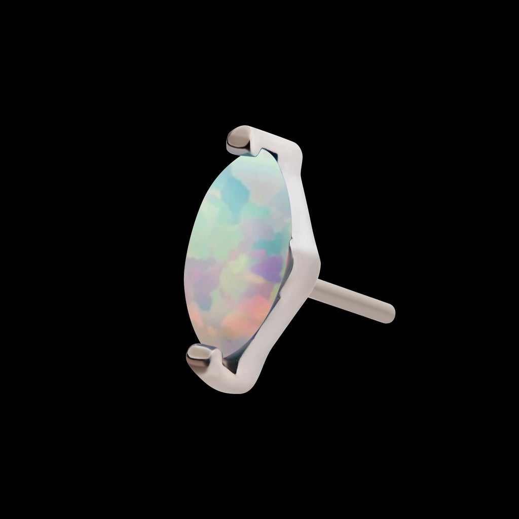 Titanium Threadless with 2-Prong Marquise Opal Top