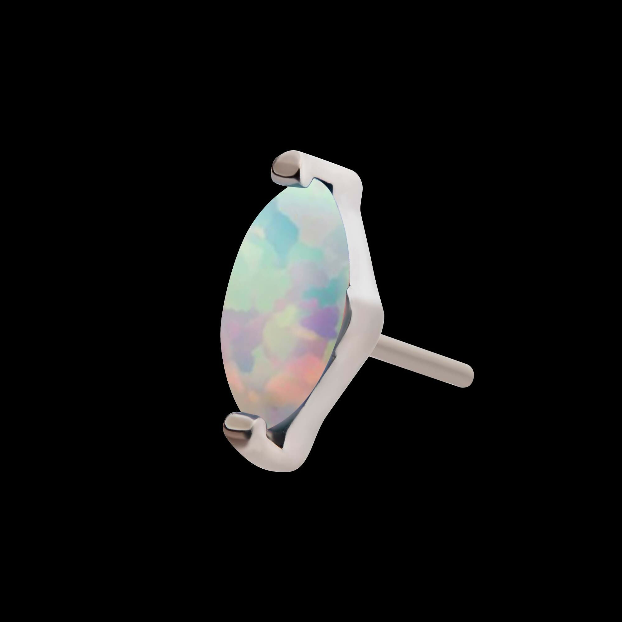 Titanium Threadless with 2-Prong Marquise Opal Top