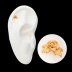 14Kt Yellow Gold Threadless Angled Rose with Leaves Top