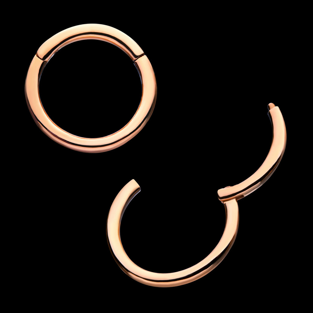 Basic Hinged Segment Clicker Hoop Earring / Nosering – 14Kt Rose Gold