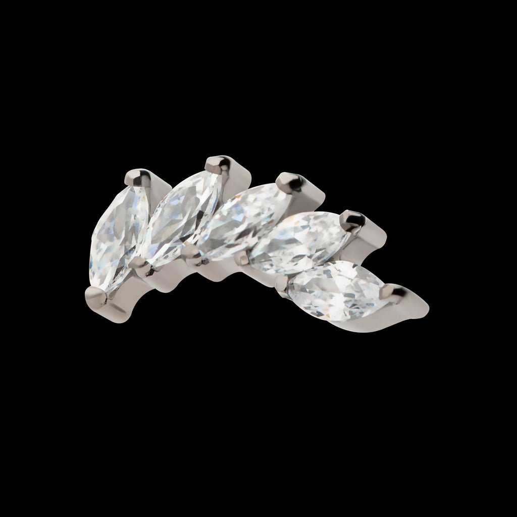 Titanium Threadless 5 Marquise Staggered Cluster Prong Gem Top