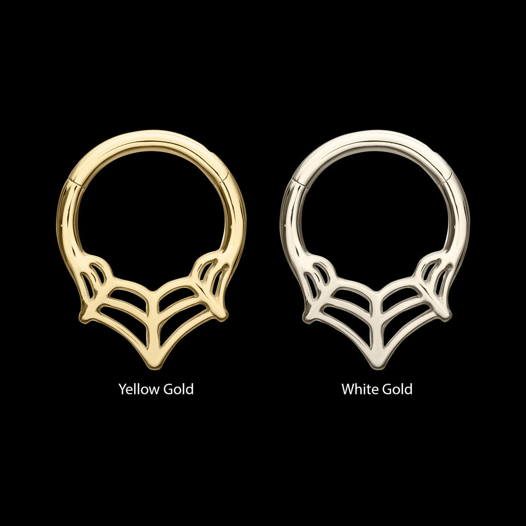 Spiderweb Front Facing Hinged Segment Clicker Hoop Earring / Nosering – 14Kt Gold