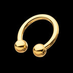 24KT Gold PVD Titanium Internally Threaded Circular Barbell Earring / Nosering