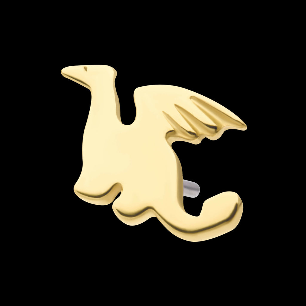 14Kt Yellow Gold Threadless with Dragon Top