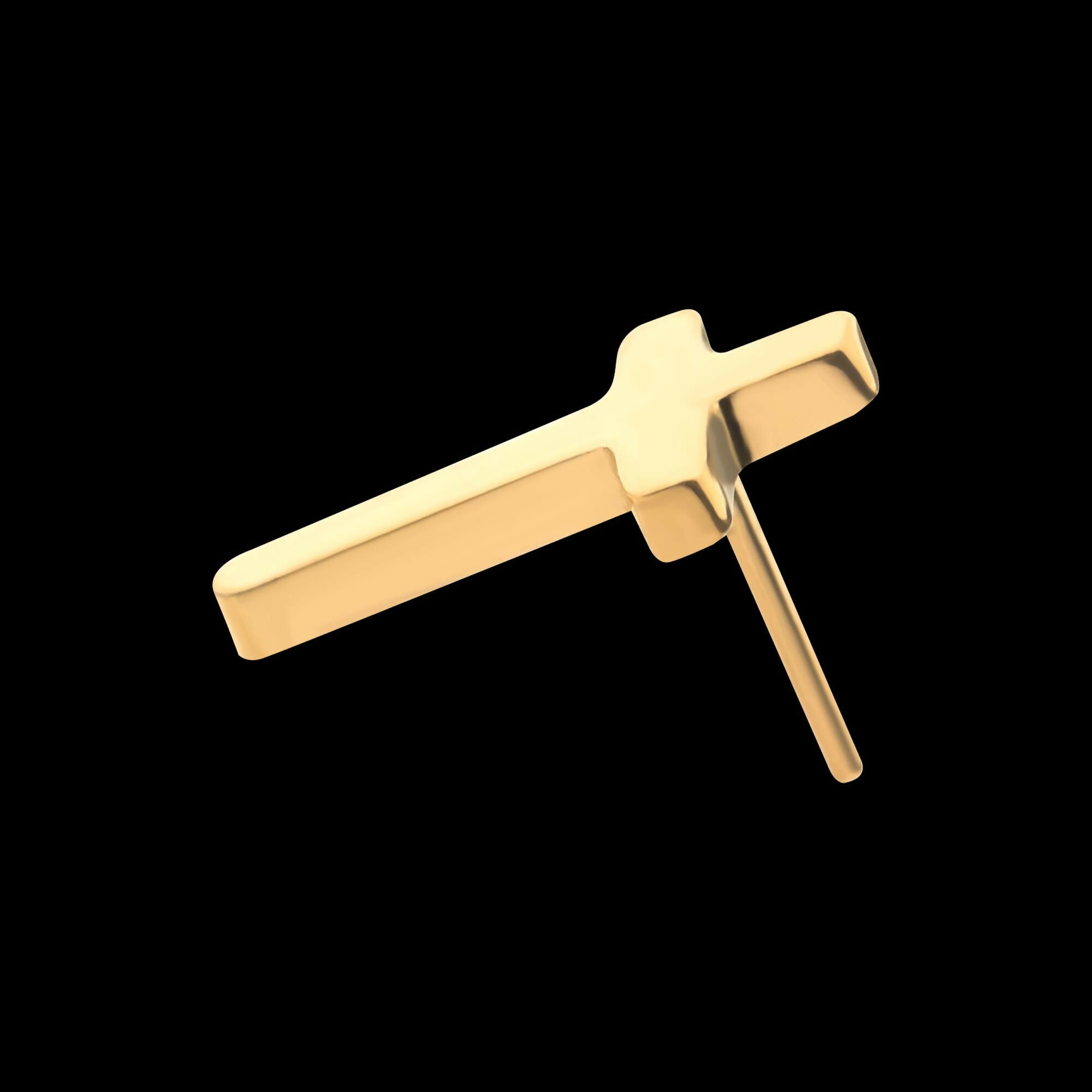 24KT Gold PVD Titanium Threadless with Cross Top