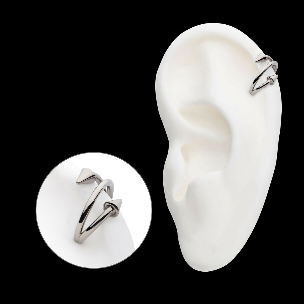 Double Ended Twist Side Facing Hinged Segment Clicker with Spikes Hoop Earring / Nosering – Titanium