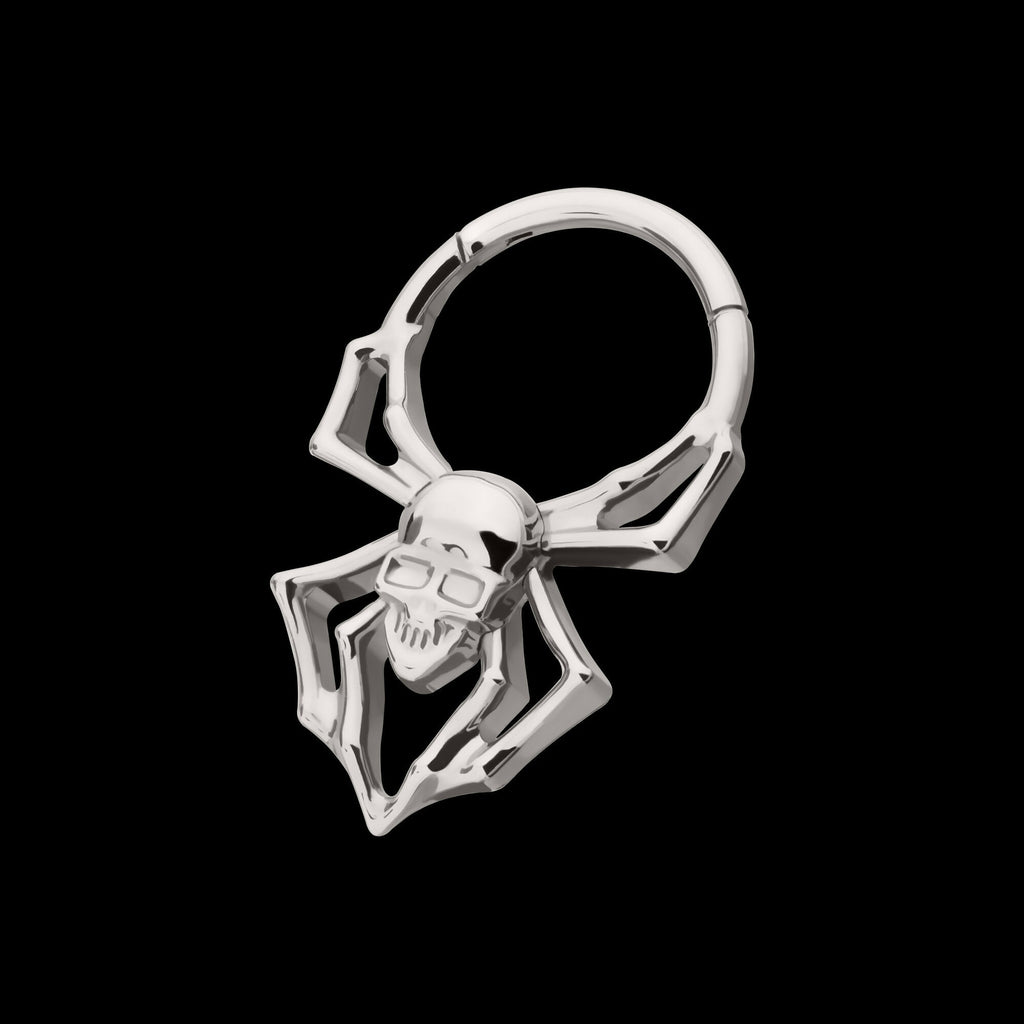Spider Skull Front Facing Hinged Segment Clicker Hoop Earring / Nosering – Titanium
