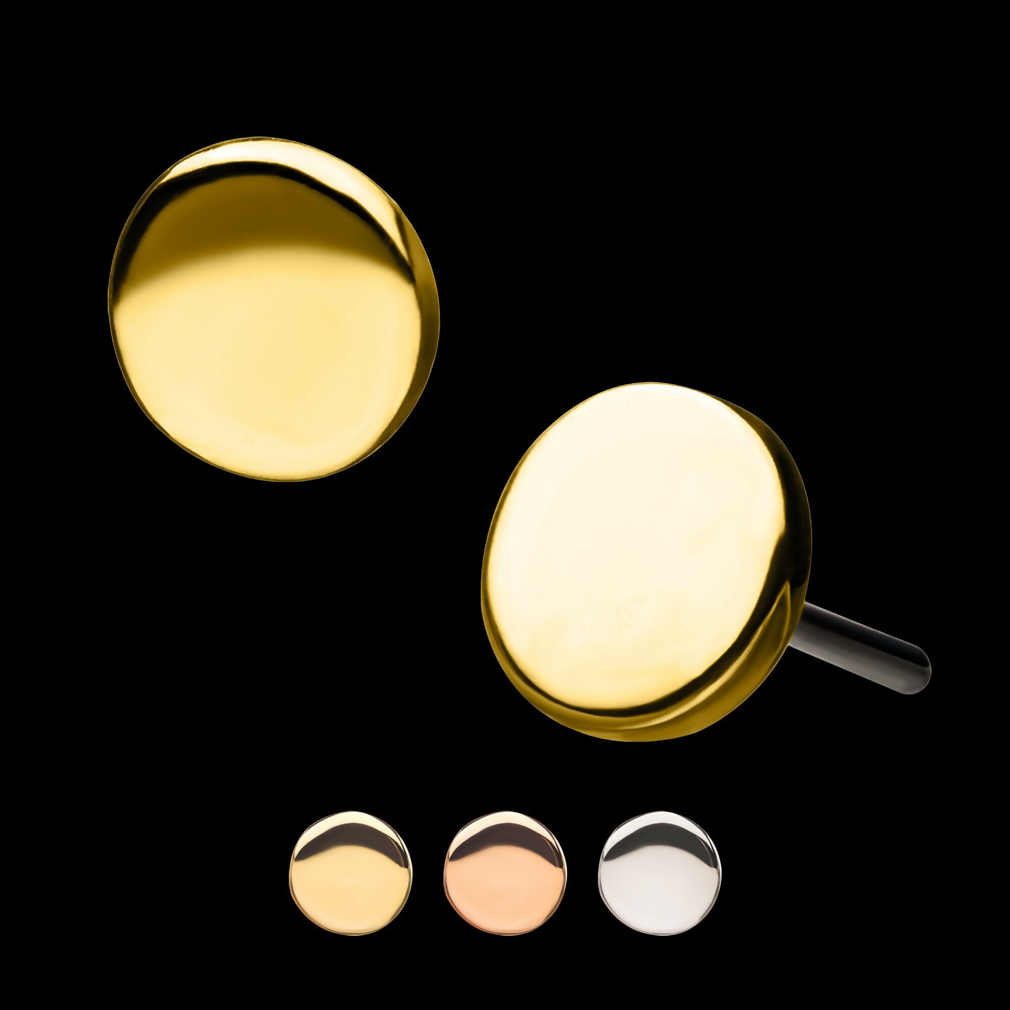 14Kt Gold Threadless Disk Top