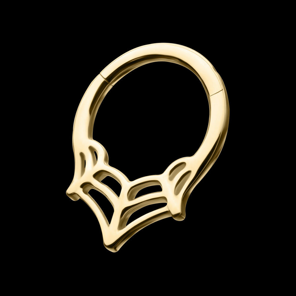 Spiderweb Front Facing Hinged Segment Clicker Hoop Earring / Nosering – 14Kt Gold