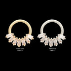7-Cluster Baguette Prong Gem Front Facing Hinged Segment Clicker Hoop Earring / Nosering – 14Kt Gold
