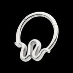 Pronged Round CZ Snake Front Facing Hinged Segment Clicker Hoop Earring / Nosering – Titanium
