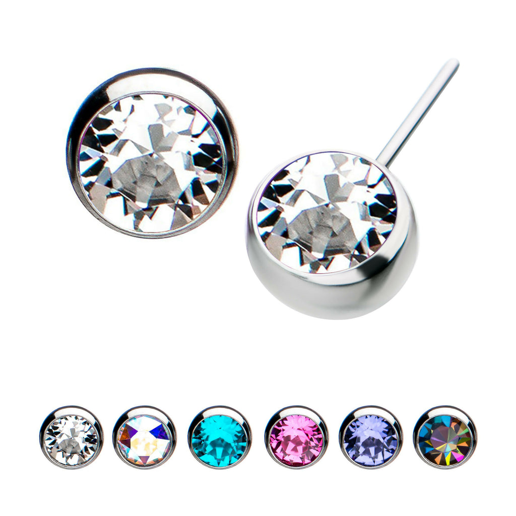 Bezel Set Swarovski Crystal Side Facing Flatback Stud Earring / Nosering - Swarovski Crystal in Titanium