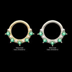 Alternating Round & Princess Cut Prong Set Gem Front Facing Hinged Segment Clicker Hoop Earring / Nosering – 14Kt Gold