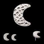Titanium Threadless Hammered Crescent Moon Top