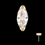 14Kt Yellow Gold Threadless 2-Prong Marquise Lab-Grown Diamond Top