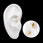 24KT Gold PVD Titanium Internally Threaded Spike End Curved Barbell Earring / Nosering