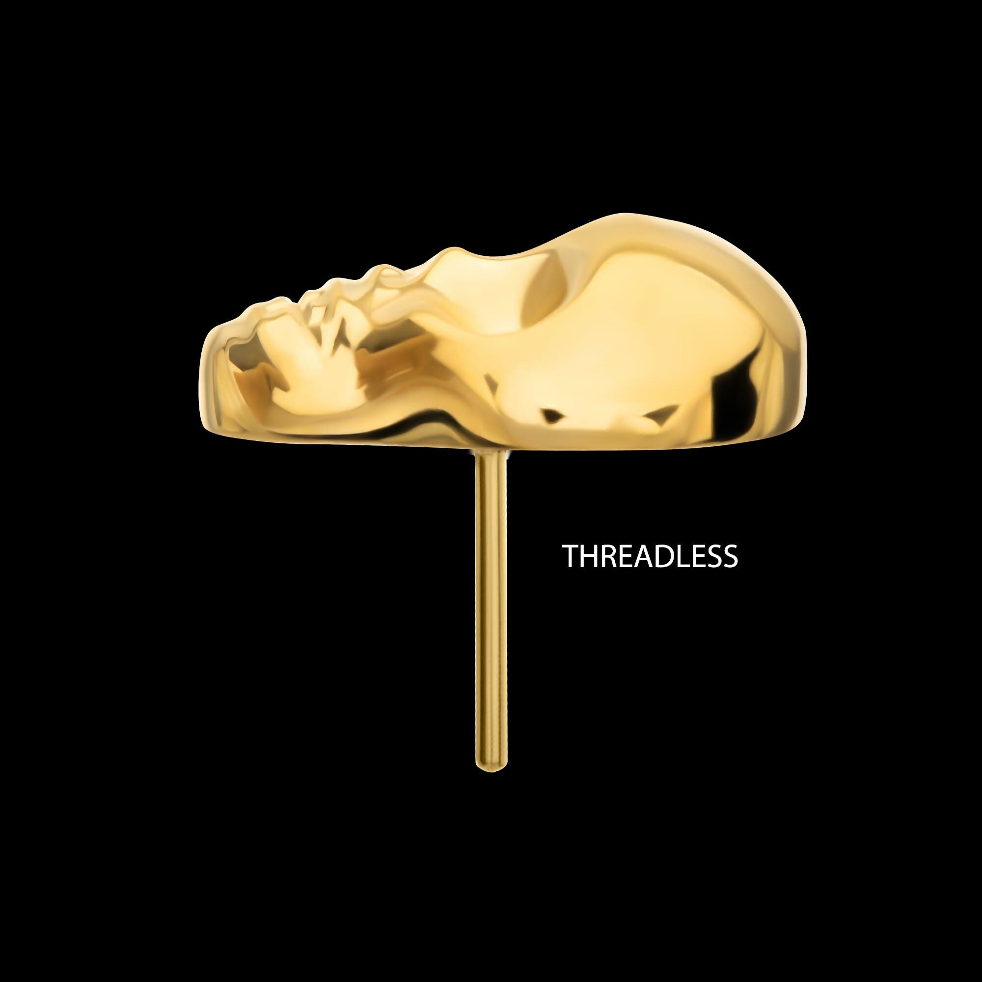 24KT Gold PVD Titanium Threadless 3D Skull Head Top