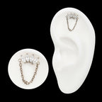 Titanium Threadless 4-Cluster Marquise AAA CZ Top with Dangle Chain