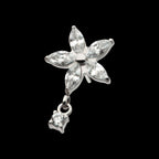 Titanium Threadless 5 Marquise CZ Flower Shape Top with Dangle Prong Set Round CZ