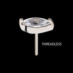 Titanium Threadless with 2-Prong Marquise CZ Top