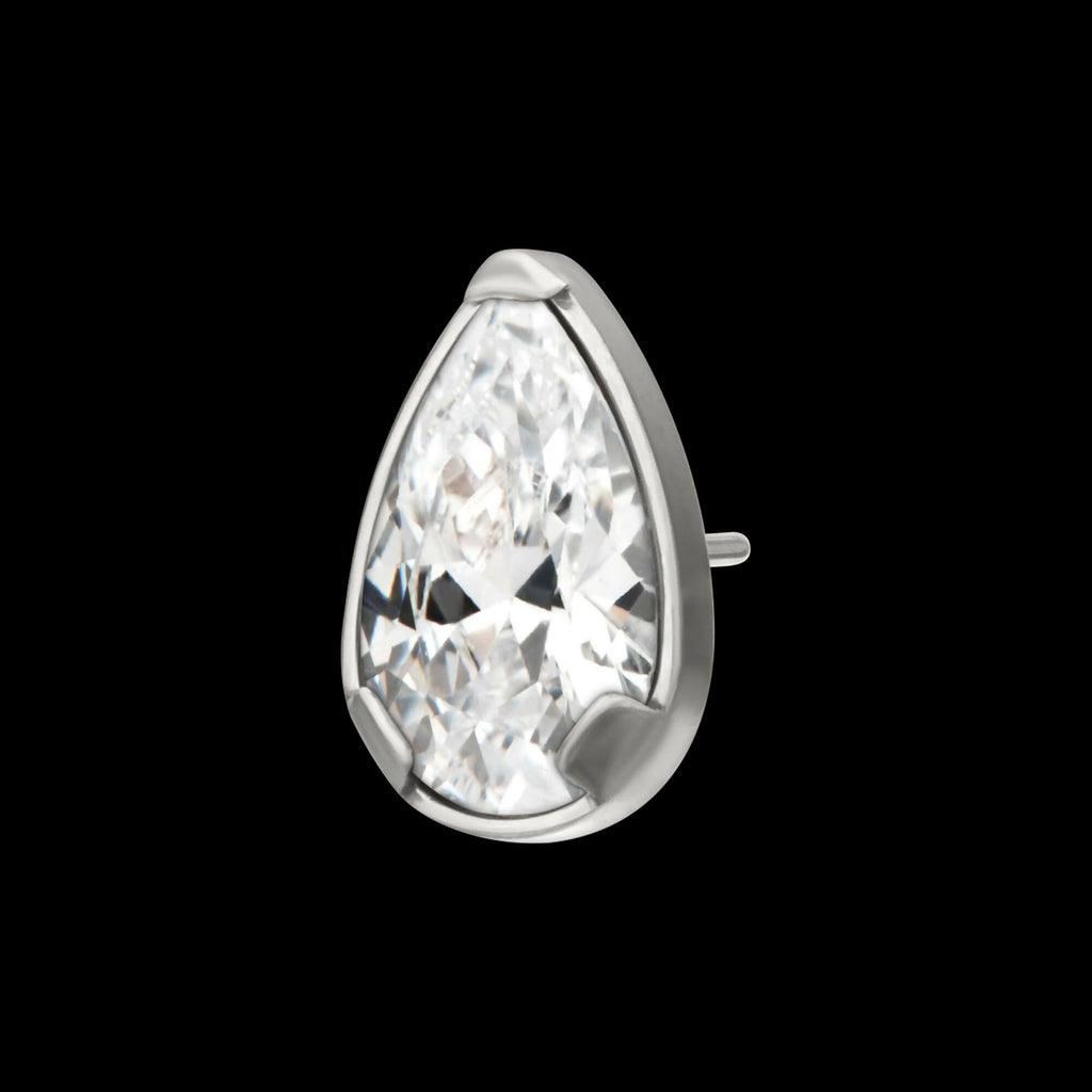 Titanium Threadless Prong Set Teardrop Shaped Gem Top