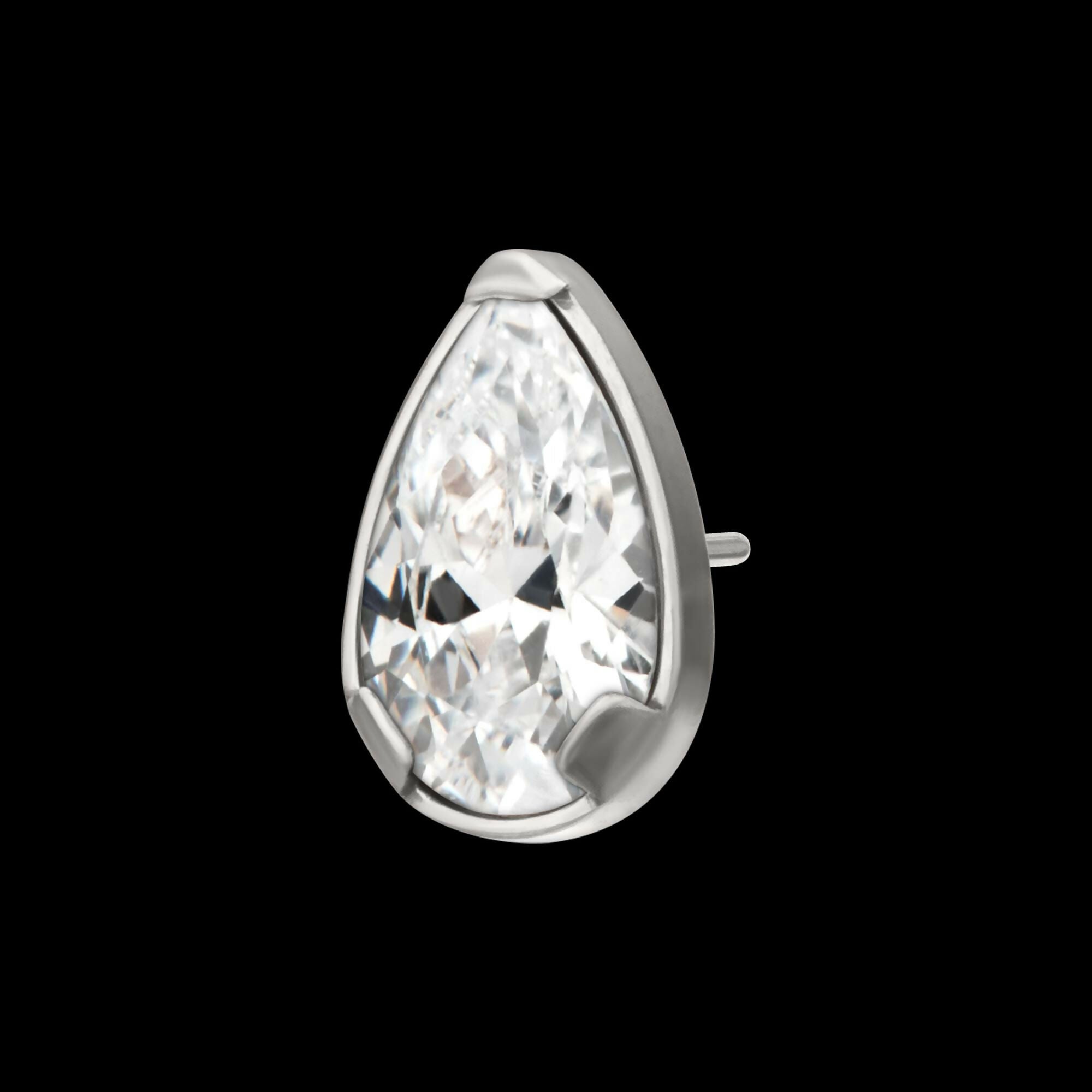 Titanium Threadless Prong Set Teardrop Shaped Gem Top