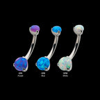 Internally Threaded with Prong Set Round Synthetic Opal Fixed Navel Earring / Nosering – Titanium