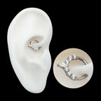 Clustered Prong Set Round CZ with Center Marquise CZ Front Facing Hinged Segment Clicker Hoop Earring / Nosering – Titanium