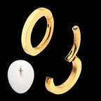14g 24Kt Gold PVD Titanium Oval Shape Hinged Segment Clicker (for Navel Piercing) Hoop Earring / Nosering