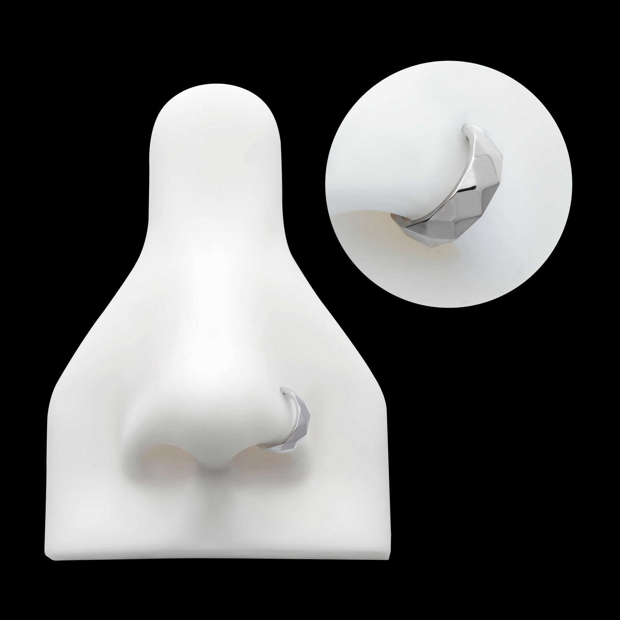 Diamond Cut Pattern Side Facing Hinged Segment Clicker Hoop Earring / Nosering – Titanium