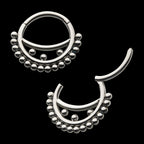 Smiley Design Cluster Beads Front Facing Hinged Segment Clicker Hoop Earring / Nosering – Titanium