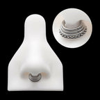 Quadruple Stacked Side Facing Hinged Segment Clicker with Clustered Beads Hoop Earring / Nosering – Titanium