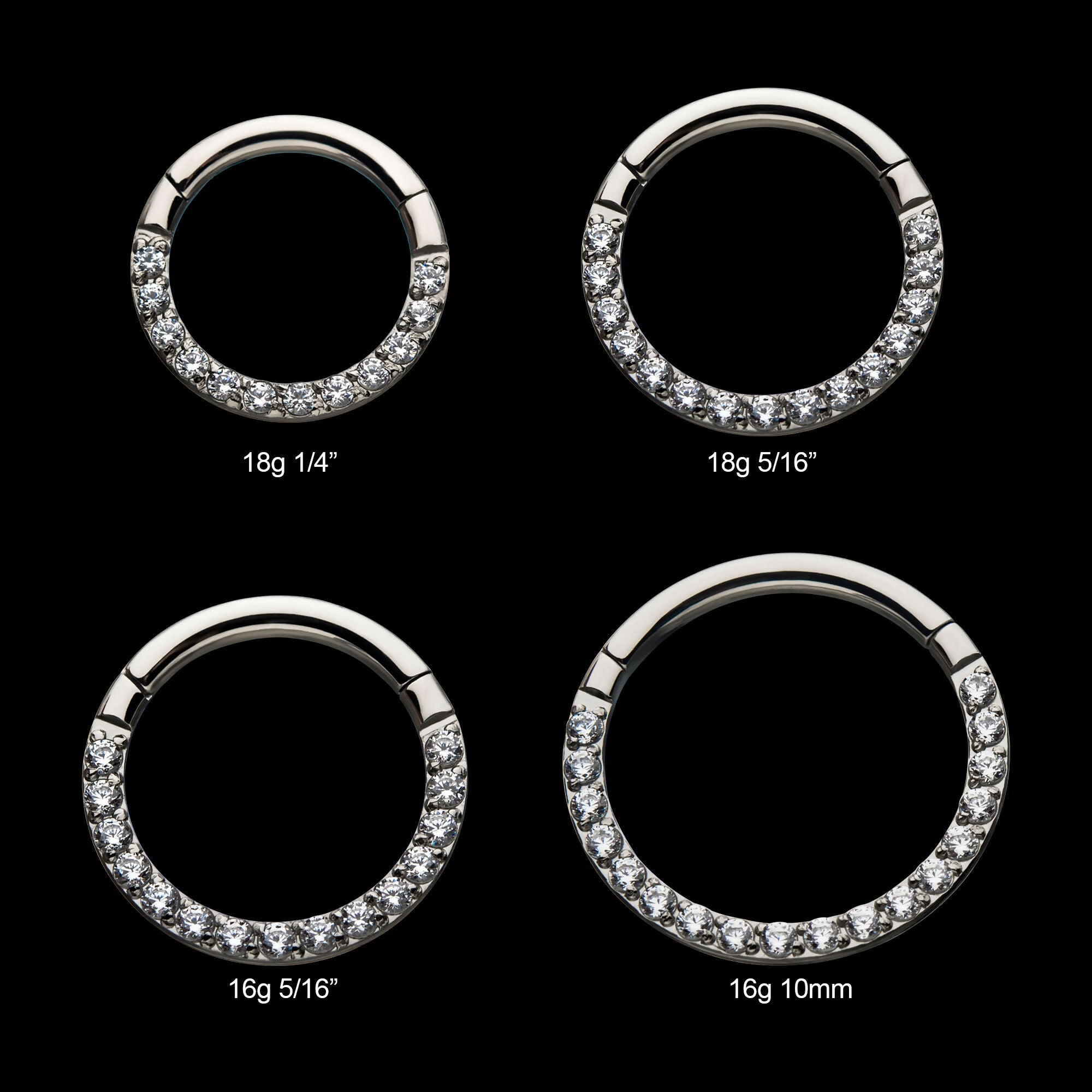 Titanium with Front Full Clear Eternity Gem Hinged Segment Clicker